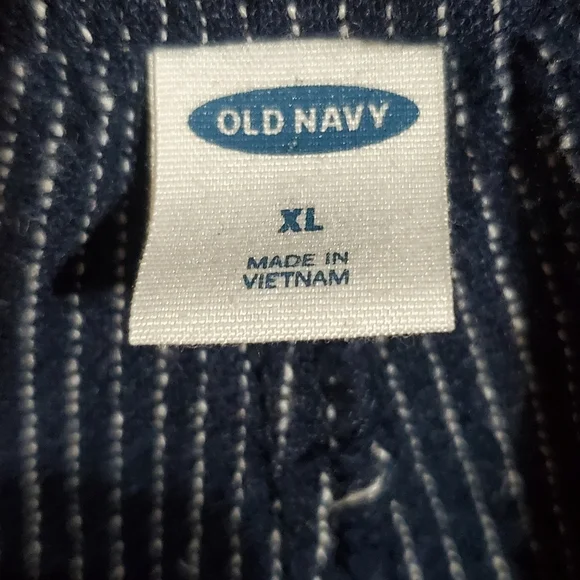 Old Navy Pinstriped Cargo Pants in Blue With Tie Waist Band. Sz XL - Picture 2 of 6